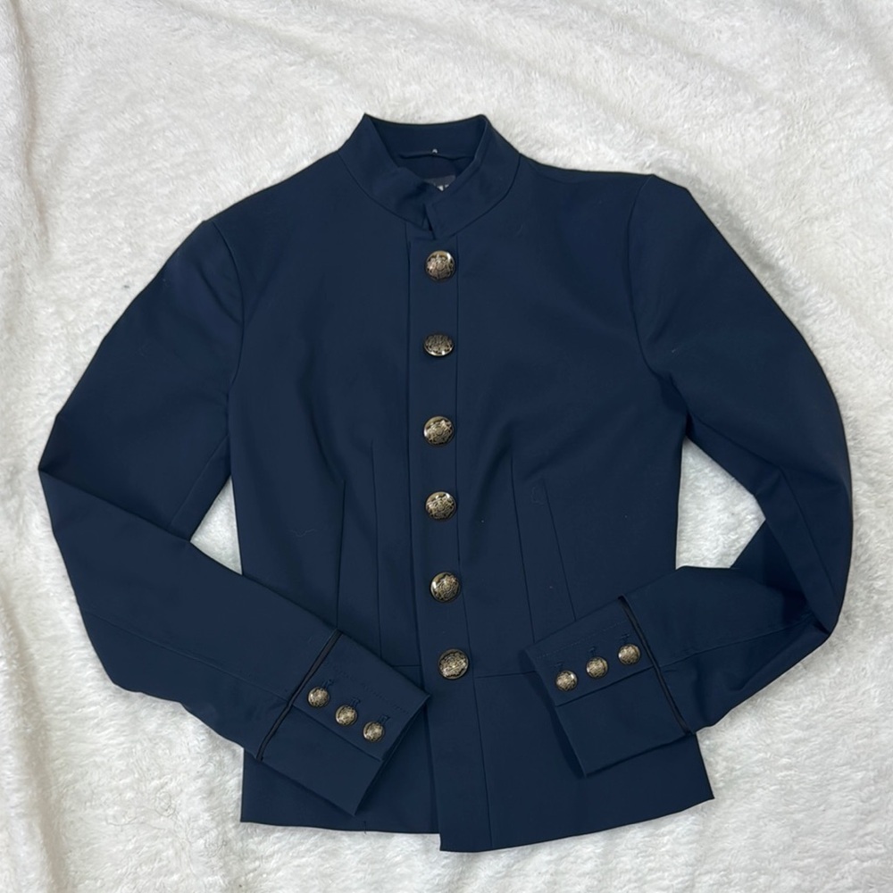 Armani Exchange Navy Military-Style Blazer with Gold Buttons